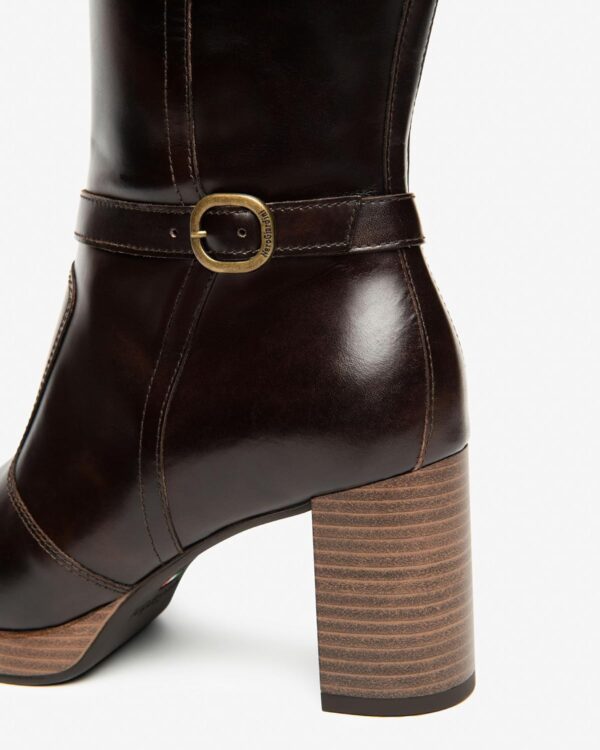 BAG Damen Stiefel Leder Blockabsatz Reißverschluss-3