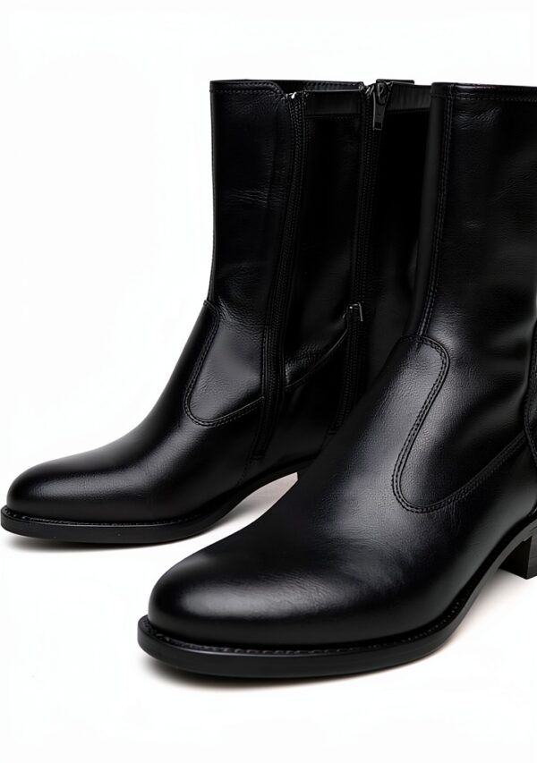 B.A.G. Damen Stiefel Leder Blockabsatz Schwarz-3