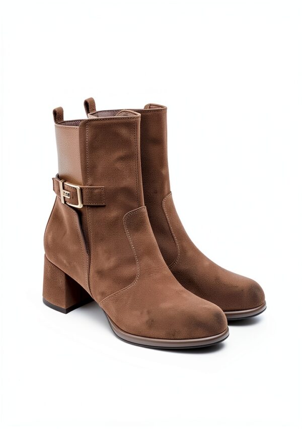 BAG Damen Stiefel Leder Blockabsatz Reißverschluss-2