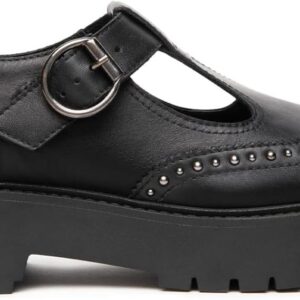 B.A.G. Lederschuhe Schwarz Blockabsatz Schnalle Damen-0