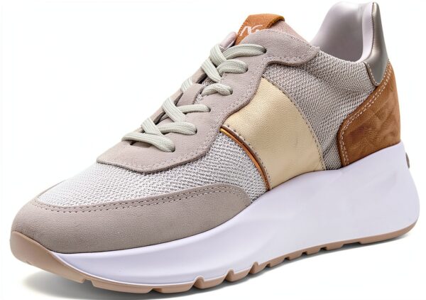 B.A.G. Damen Sneaker Weiß Beige herausnehmbare Innensohle-2