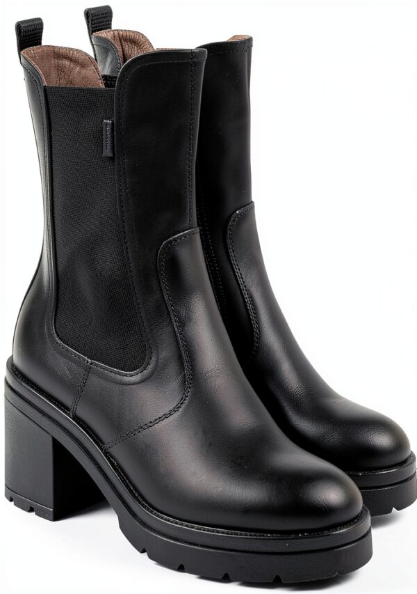 B.A.G. Damen Stiefel Leder Blockabsatz Schwarz Größen 36-41-2