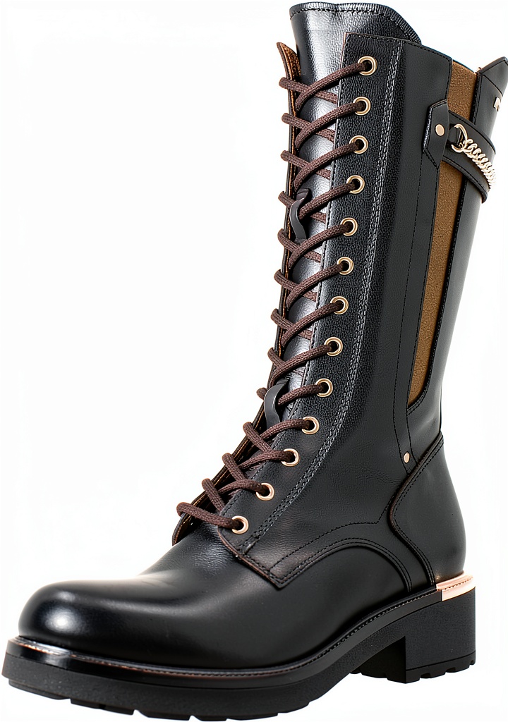 Unboxing Nero Giardini Damen Chunky Schnürstiefel Glattleder auf einem Holztisch