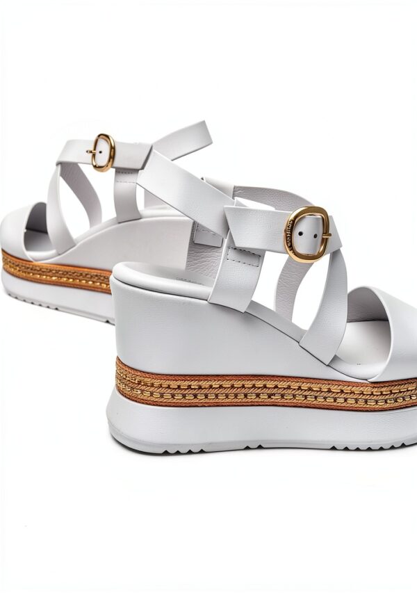 Leder Sandalen Damen Keilabsatz 9 cm E513550D 707-4