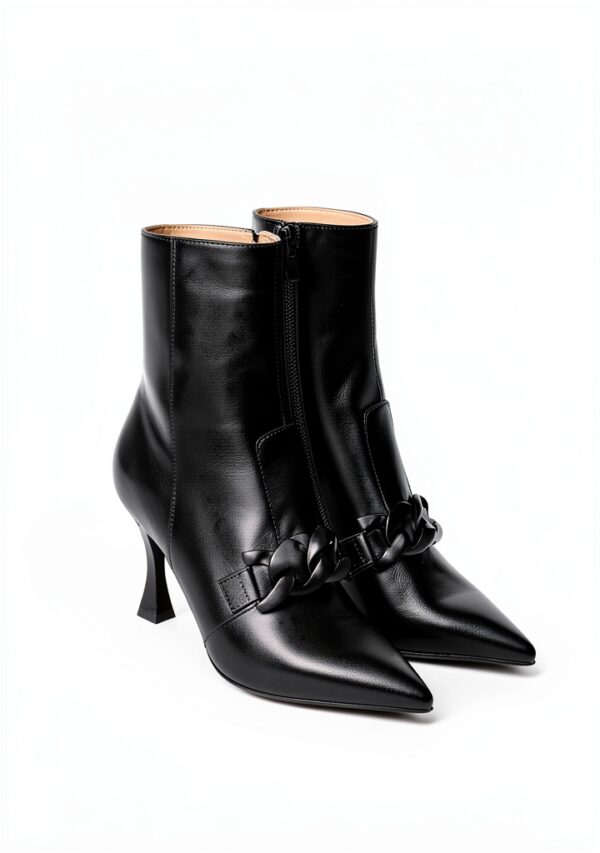 B.A.G. Damenstiefel Leder Schwarz Reißverschluss Diabolo-2