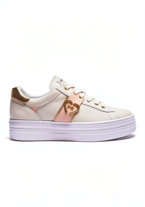 BAG Leder Schnürschuh Elfenbein Damen Flatform Schuh-2