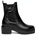 Nero Giardini Damen Stiefel Leder Blockabsatz Schwarz-0