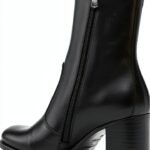 BAG Lederstiefel Schwarz Blockabsatz Reißverschluss Damen-0