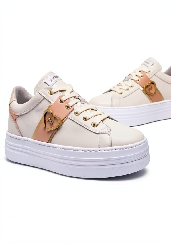BAG Leder Schnürschuh Elfenbein Damen Flatform Schuh-4