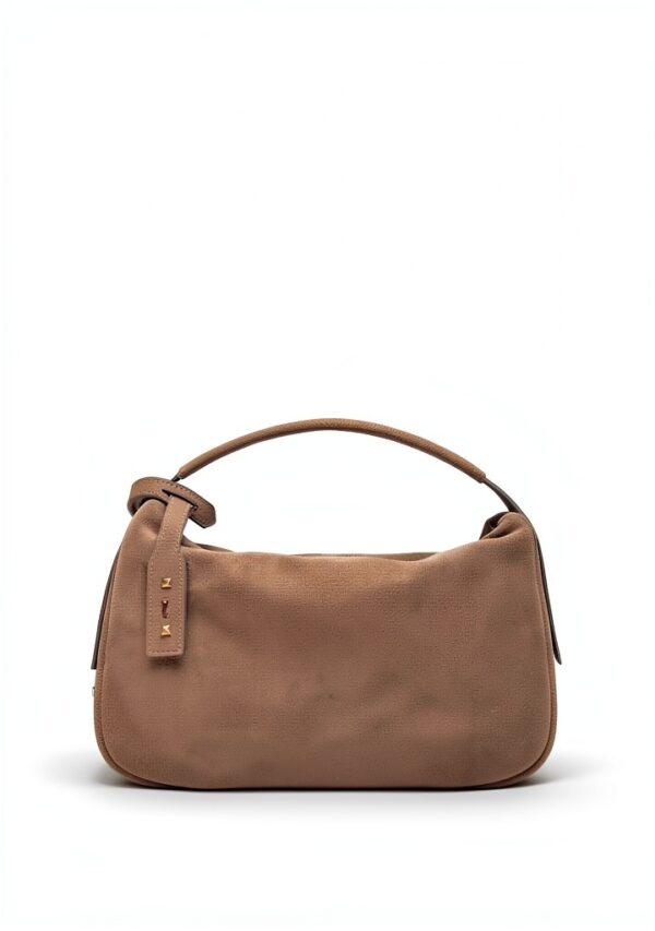 Leder Handtasche BAG Damen Reißverschluss Lehm-1