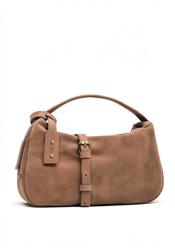 Leder Handtasche BAG Damen Reißverschluss Lehm-2