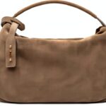 Leder Handtasche BAG Damen Reißverschluss Lehm-0
