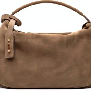 Leder Handtasche BAG Damen Reißverschluss Lehm-0