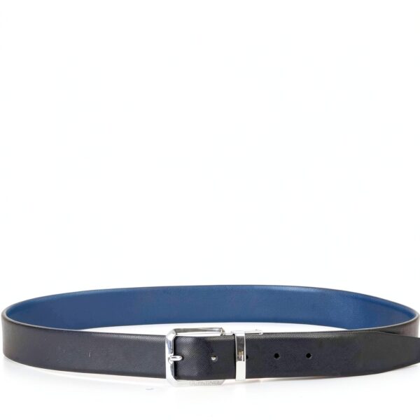 Valentino Leder Gürtel Schwarz Blau Größe 105 wendbar-1