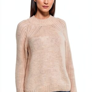 Damen Pullover Sea Ranch Marnie Knit beige XXL – Stehkragen aus Strick-0