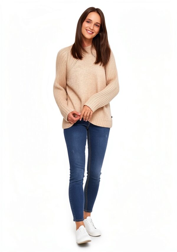 Damen Pullover Sea Ranch Marnie Knit beige XXL – Stehkragen aus Strick-2