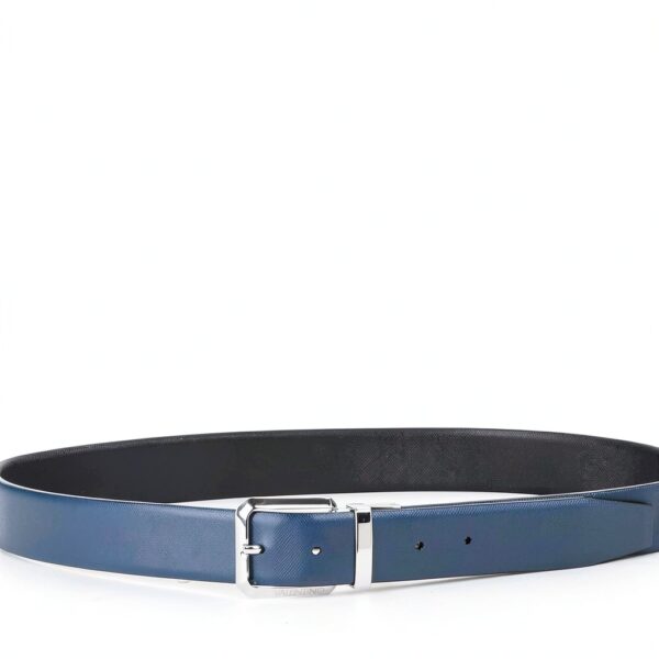 Valentino Leder Gürtel Marnier Pin Buckle Belt 115 Nero Blu wendbar-2